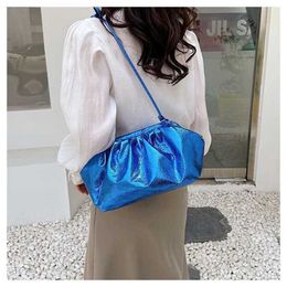 Top Shoulder Bags Niche Pleated Designer Handbags Cloud Tote Bag Womens Dinner Party Shiny Pattern Banquet Crossbody Bag 240311