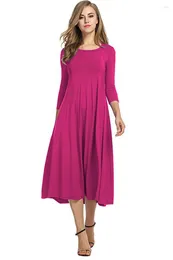 Casual Dresses Women Maxi Dress Spring Summer Fashion Short Sleeves Round Neck Solid Robe Woman Temperament Holiday Party Vestido