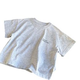 Barns all bomulls andningsbar t-shirt, ny stilig och fashionabla, mångsidig topp för små och medelstora pojkar, trendiga