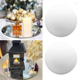 Party Decoration 20cm Round Acrylic Mirror Tray Circle Candle Plates Table Decor For Wedding Baby Shower Birthday Centerpieces