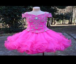 Real Po Cheap Girls Pageant Dresses 2019 Ball Gown Custom Made Beaded Top Organza Tiered Ruffles Elegant Kids Party Dress 2002023