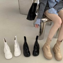 HBP Non-Brand New Design Stacked Boots Trouser Leg Boots Leisure Style Short Tube Shoes Slimming Martin Boots Ladies Shoes High Quality