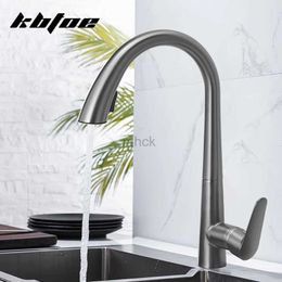 Kitchen Faucets Gun Grey Extendable Kitchen Faucet Heat And Cold Water Sink Battery For Rotary Sink Hidden Black And White 60CM Pull 240319