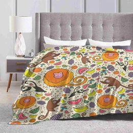 Blankets Monkeys And Fruit Latest Super Soft Warm Light Thin Blanket Monkey Design Pattern Cute Jungle