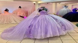 Light Purple Quinceanera Dresses Masquerade Puffy Ball Gown Prom Dresses With Warp Sweet 16 vestidos de 15 anos9104421