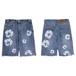 Men's Shorts 2024ss DENIM Main Line Kapok Sweatsuit White Floral Print Jeans And American Pants