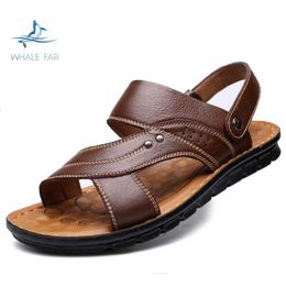 HBP Non-Brand New Model Summer Luxury Leather Mens Sandal Beach Shoes Outdoor Sport Comfort Casual Cattlehide Thong Slippers Sandals Men