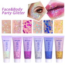 Party Face and Body Glitter Gel Pink Gold Green Chunky Mermaid Glitter Hair Lip Eyeshadow Holographic Cosmetic Festival Stage Shiny Makeup