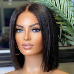 Synthetic Wigs Synthetic Wigs 13x5x2 Straight BOB Wigs for Women Pre Plucked T Part Lace Wigs Brazilian Lace Wig Human Hair Wig Perruque Cheveux Humains 240329