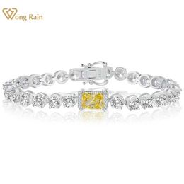 Bangle Wong Rain 925 Sterling Silver 6*8MM Crushed Ice Cut Citrine White Sapphire Stone Women Bracelets Jewelry Anniversary Gift 240319