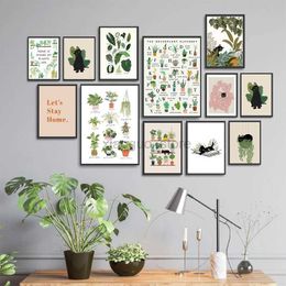 Toilet Stickers Plant house canvas painting indoor botanical paintings on wall plant lover gift Vintage floral poster Print living room decor 240319