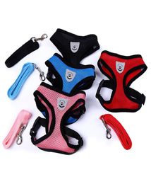 Breathable Mesh Small Dog Pet Harness and Leash Set Puppy Vest Pink Red Blue Black For Chihuahua6787647