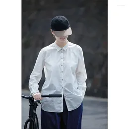 Women's Blouses Casual Cotton And Linen Autumn Clothing Loose Simple Versatile Long Sleeved Shirts C3342-24