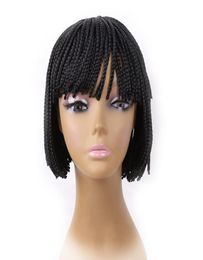 Whole s Inventory Braided Box braids wig Synthetic Hair Women Lady Daily Costume Full Head Wig Natural Black color7691688