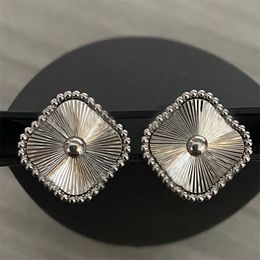 Designer Clover Earrings Retro Classic Stud Earrings Back Mother of Pearl Stainless Steel Gold Earrings Agate Womens Wedding Mothers Day Jewellery Gift