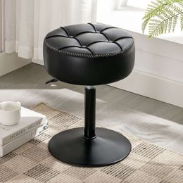 LUE BONA Adjustable Stool, 360°swivel Makeup Room, Black Chair Vanity, Small Faux Leather Vanity Stool for Bathroom, Living Room