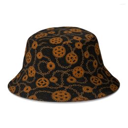 Berets Rusty Gears Chains Bucket Hat For Women Men Students Foldable Bob Fishing Hats Panama Cap Autumn