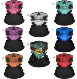 unisex Halloween Cosplay Bicycle Ski Skull Half Face Mask Ghost Scarf Bandana Neck Warmer Party headband Magic Turban balaclava SN3174693