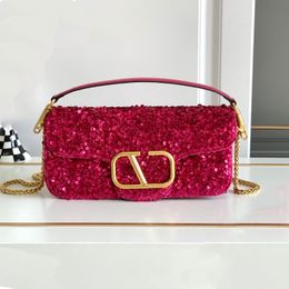 3D Embroidered Beaded Evening Bags Luxury Designer Handbag Crossbody Bag Evening Bag Fashion Women's Genuine Leather Red Chain Tote Bag Valencoes Shoulder Bag
