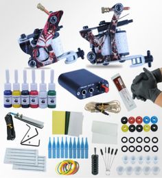 Tattoo Machines Power Box Set 2 guns Immortal Color Inks Supply Needles Accessories Kits Completed Tattoo Permanent Makeup Kit9784274