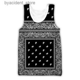 Men's Tank Tops New Bandana Pattern 3D Print Causal Clothing Fashion Men Women Tracksuits Crewneck Hip Hop Vest Size S-5XL mesh top L240324