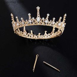 Tiaras Icazo Bridal Round Crown Luxury Artificial Crystal Romantic Party Holiday Headwear Y240319