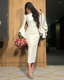 Party Dresses 2024 Arrival Elegant Sheath Prom Satin Evening Dress Double Trumpet Cuffs Formale Gowns Dubai Saudi Arab Style