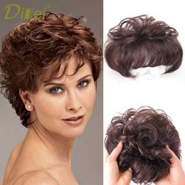 Synthetic Wigs Bangs DIFEI Short Curly Hair The Top Of The Head Replacement Piece Hair Covering White Hair Black Color Wig Short Synthetic Wigs 240328 240327