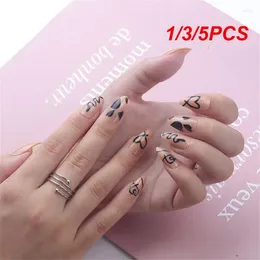 False Nails 1/3/5PCS Milk Green Heart Wearing Fake Art Coffin Cute Kawaii Press On Nail Tips Full Cover Artificial