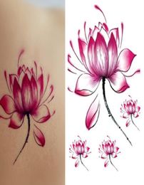 Colourful Lotus Flower Tattoos Pattern Taty New Design Flash Removable Waterproof Temporary Tattoo Stickers Women Sexy1983847