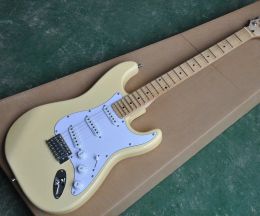 Guitar Creamy yellow 6 Strings Electric Guitar with Chrome Hardware,Scalloped Neck,Provide Customised Service