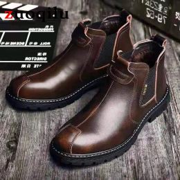 Boots Chelsea boots men brown black leather ankle boots men Business Casual British Style men shoes autumn winter boots