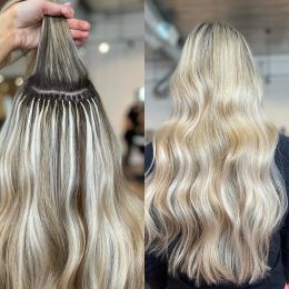 Extensions Human Hair Extensions Machine Made I Tip Natural Straight Fusion Hair Extensions 50pcs/Set Keratin Capsules 16'' Blonde Coloured