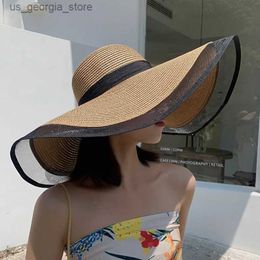 Wide Brim Hats Bucket Hats Big Brim Str Hat Temperature Organic Fisherman Hat Womens Summer Thin Sun Protection Hat Summer Vacation Beach Hat Sun Hat Y240319