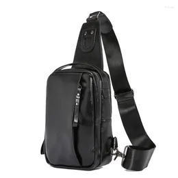 Bag Est Men Fashion Casual Chest High Quality Pu Leather Belt Sports With USB Interface Single Shoulder Crossbody