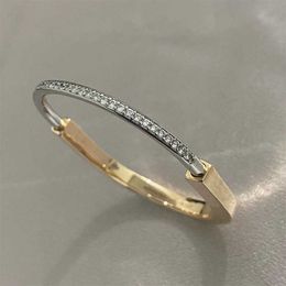 AA Designer Charm Bangle Bracelet TifanT Love Lock Colorful Diamond Bracelet 925 Sterling Silver Bracelet 18k Rose Gold Womens Fashion Bracelet XXL7