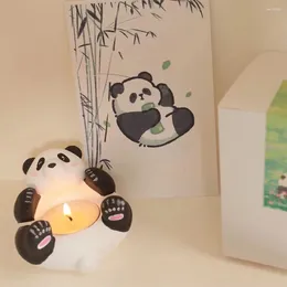 Candle Holders Panda Holder Gypsum Cartoon Aroma Multifunctional Ambience Decoration For Desktop Bedroom
