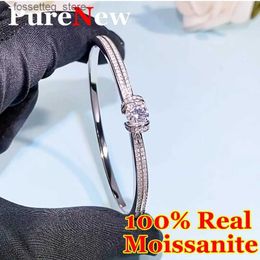 Charm Bracelets PureNew Premium Real Shiny Moissanite For Women Original S925 Silver Moissanite Diamond Party Fine Jewellery L240319