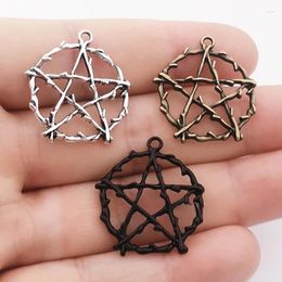 Charms 5pcs 28 26mm Antique Silver Color Pentagram Star Punk Gothic Pendant For DIY Necklace Earrings Handmade Jewelry Making