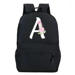 Backpack Rose With A-Z Alphabet Zipper Simple Style Bags Child Adult Women's Aesthetic Bag Outdoor Shoulders Knapsack