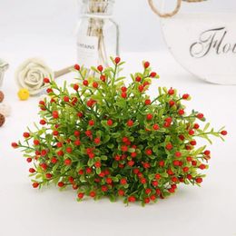 Decorative Flowers Green Artificial Berry Holding Small Wild Fruit Vases Outdoor Decor 1 Branches Living Room Home Deco Wedding Supplies