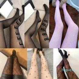 Textile Designer Tights Stockings Womens Leggings Textile Luxury Socks Full Letters Stretch Net Stocking Ladies Sexy Black Pantyhose For W