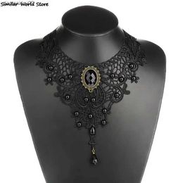 Pendant Necklaces 1PCNew Hot Women Black Lace Beads Choker Victorian Steampunk Style Gothic Collar Necklace Nice Gift For WomenL2403L2403