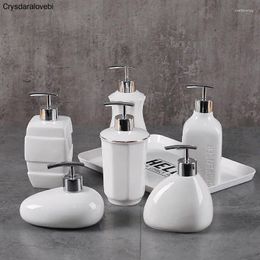 Liquid Soap Dispenser 340-500ml Pure White Ceramic Emulsion Bottle Home El Shampoo Shower Gel Hand Sanitizer Conditioner Bott