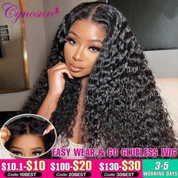 Synthetic Wigs Cynosure Hair HD Lace Frontal Wig Pre Cut Glueless Wig Human Hair Ready to Wear Pre Plucked Brazilian Curly Human Hair Wigs 240329