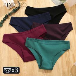 Women's Panties FINETOO 3Pcs Cotton Panties Womens Comfortable Briefs Waffle Style Underwear Female S-XL Soft Underpants Ladies Panties 2023 24323