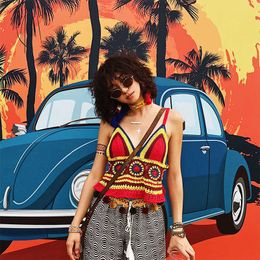 2021 Custom Sexy Handmade Bohemian Thailand Hippie Woman Fashionable Summer Vest Crochet Crop Tops