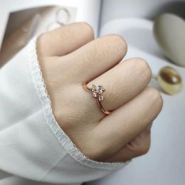 V Shape Rings For Women Simple Unique Small Zircon 3 Color Daily Birthday Gifts Finger 14k Gold Ring Fashion Jewelry 913