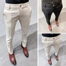Men's Suits Spring Summer Cotton And Linen Suit Pants For Men Fashion Slim Fit Casual Business Dress Social Office Trousers 28-36