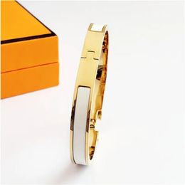 Classic fashion bangle Designer Stainless Steel Cloisonne Enamel Bracelets 8MM Narrow edition Gold bracelets Luxury Brand for Men Women Valentine's gift